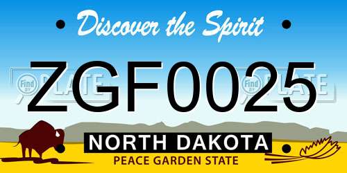 ZGF0025 North Dakota License Plate