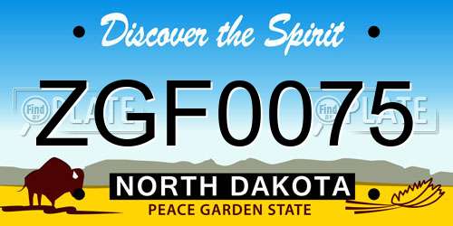 ZGF0075 North Dakota License Plate