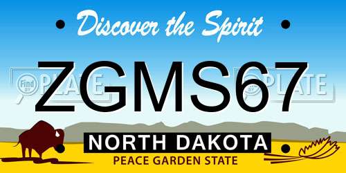 ZGMS67 North Dakota License Plate