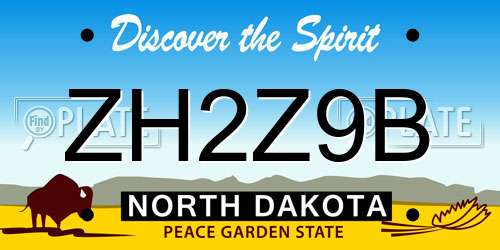 ZH2Z9B North Dakota License Plate