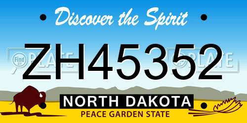 ZH45352 North Dakota License Plate