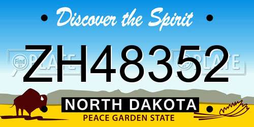 ZH48352 North Dakota License Plate