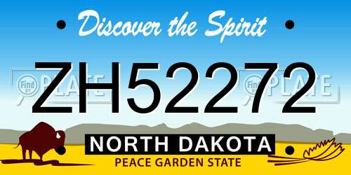 ZH52272 North Dakota License Plate