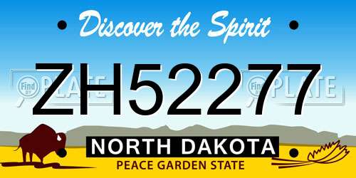 ZH52277 North Dakota License Plate