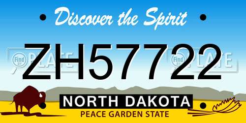 ZH57722 North Dakota License Plate