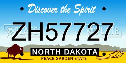 ZH57727 North Dakota License Plate