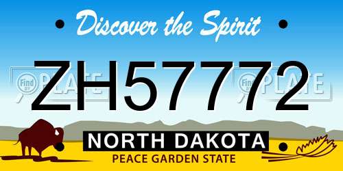 ZH57772 North Dakota License Plate
