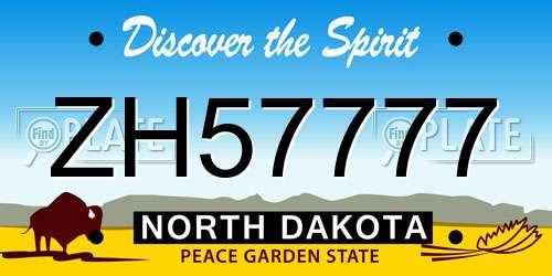 ZH57777 North Dakota License Plate