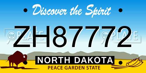 ZH87772 North Dakota License Plate