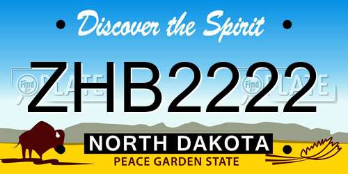 ZHB2222 North Dakota License Plate