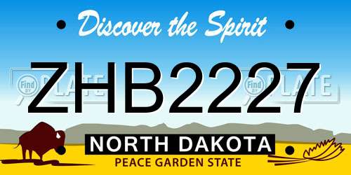 ZHB2227 North Dakota License Plate
