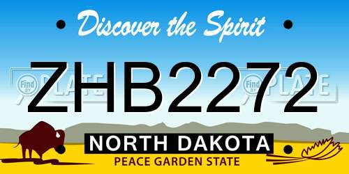 ZHB2272 North Dakota License Plate