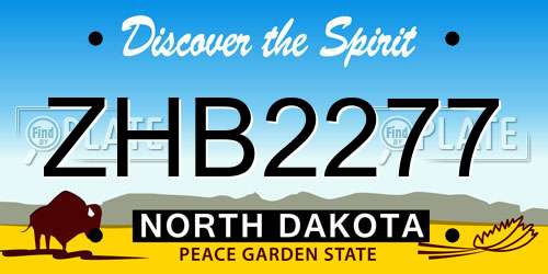 ZHB2277 North Dakota License Plate