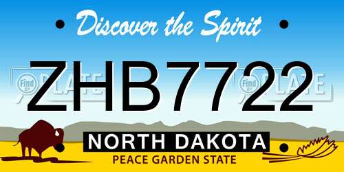 ZHB7722 North Dakota License Plate