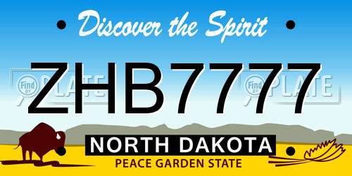 ZHB7777 North Dakota License Plate