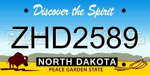 ZHD2589 North Dakota License Plate