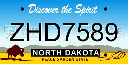 ZHD7589 North Dakota License Plate