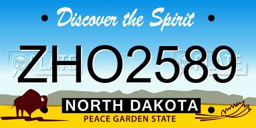 ZHO2589 North Dakota License Plate