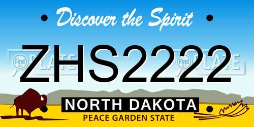 ZHS2222 North Dakota License Plate