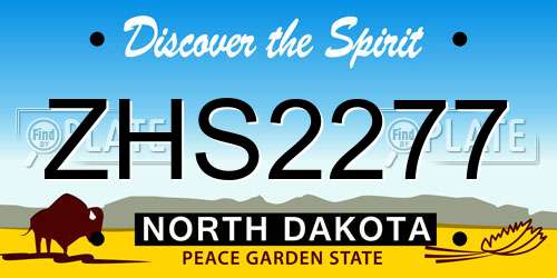 ZHS2277 North Dakota License Plate