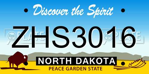 ZHS3016 North Dakota License Plate