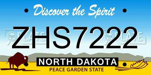 ZHS7222 North Dakota License Plate