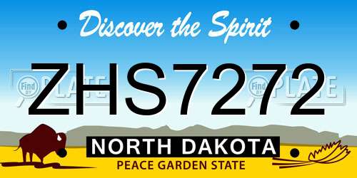 ZHS7272 North Dakota License Plate