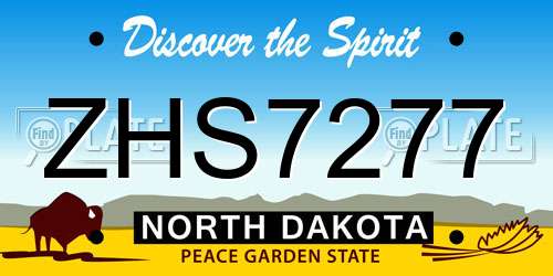 ZHS7277 North Dakota License Plate