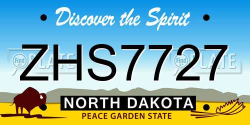 ZHS7727 North Dakota License Plate