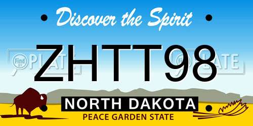 ZHTT98 North Dakota License Plate