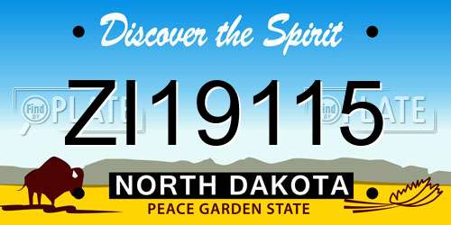 ZI19115 North Dakota License Plate