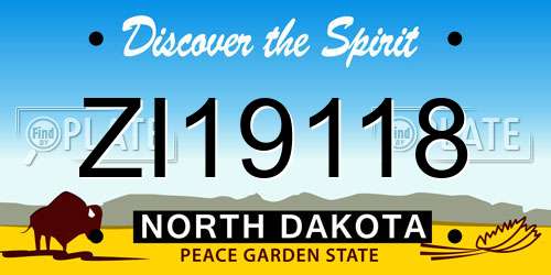 ZI19118 North Dakota License Plate