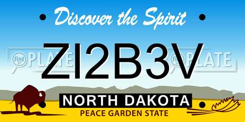 ZI2B3V North Dakota License Plate