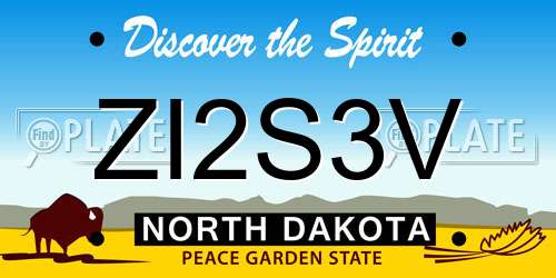 ZI2S3V North Dakota License Plate