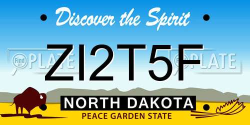 ZI2T5F North Dakota License Plate