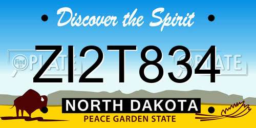 ZI2T834 North Dakota License Plate