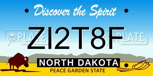 ZI2T8F North Dakota License Plate