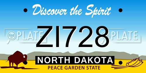 ZI728 North Dakota License Plate