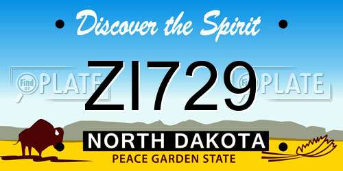 ZI729 North Dakota License Plate