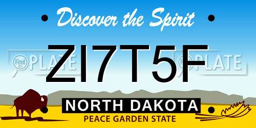 ZI7T5F North Dakota License Plate