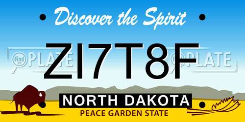ZI7T8F North Dakota License Plate
