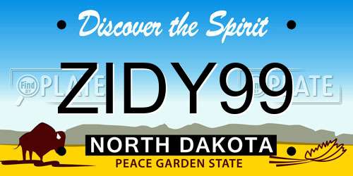 ZIDY99 North Dakota License Plate
