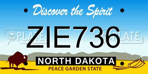 ZIE736 North Dakota License Plate