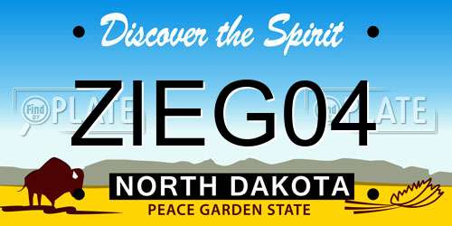 ZIEG04 North Dakota License Plate