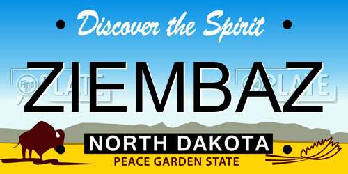 ZIEMBAZ North Dakota License Plate