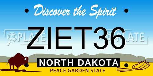 ZIET36 North Dakota License Plate
