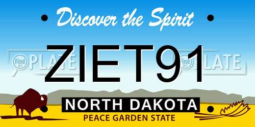 ZIET91 North Dakota License Plate