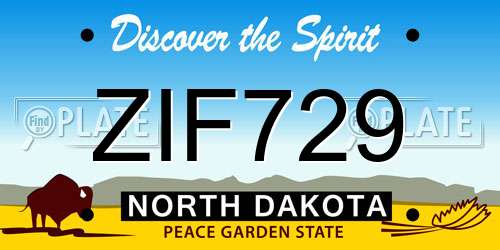 ZIF729 North Dakota License Plate