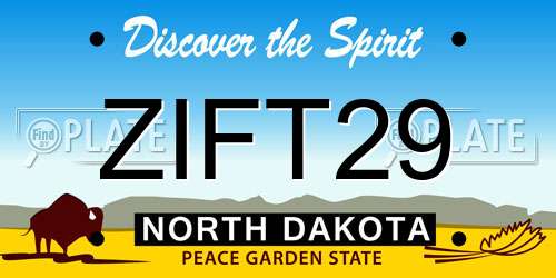 ZIFT29 North Dakota License Plate