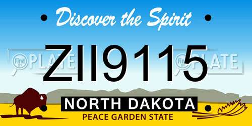 ZII9115 North Dakota License Plate